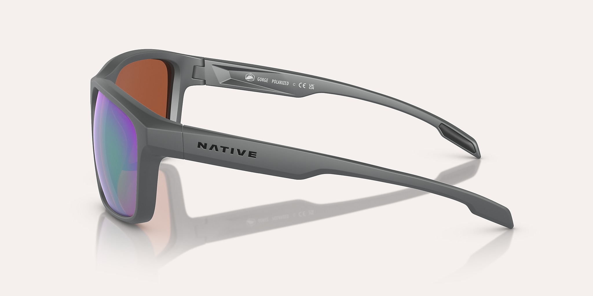Sunglasses Native Gorge L (59-17) with Green lens and Matte Grey frame Image 3 of 5