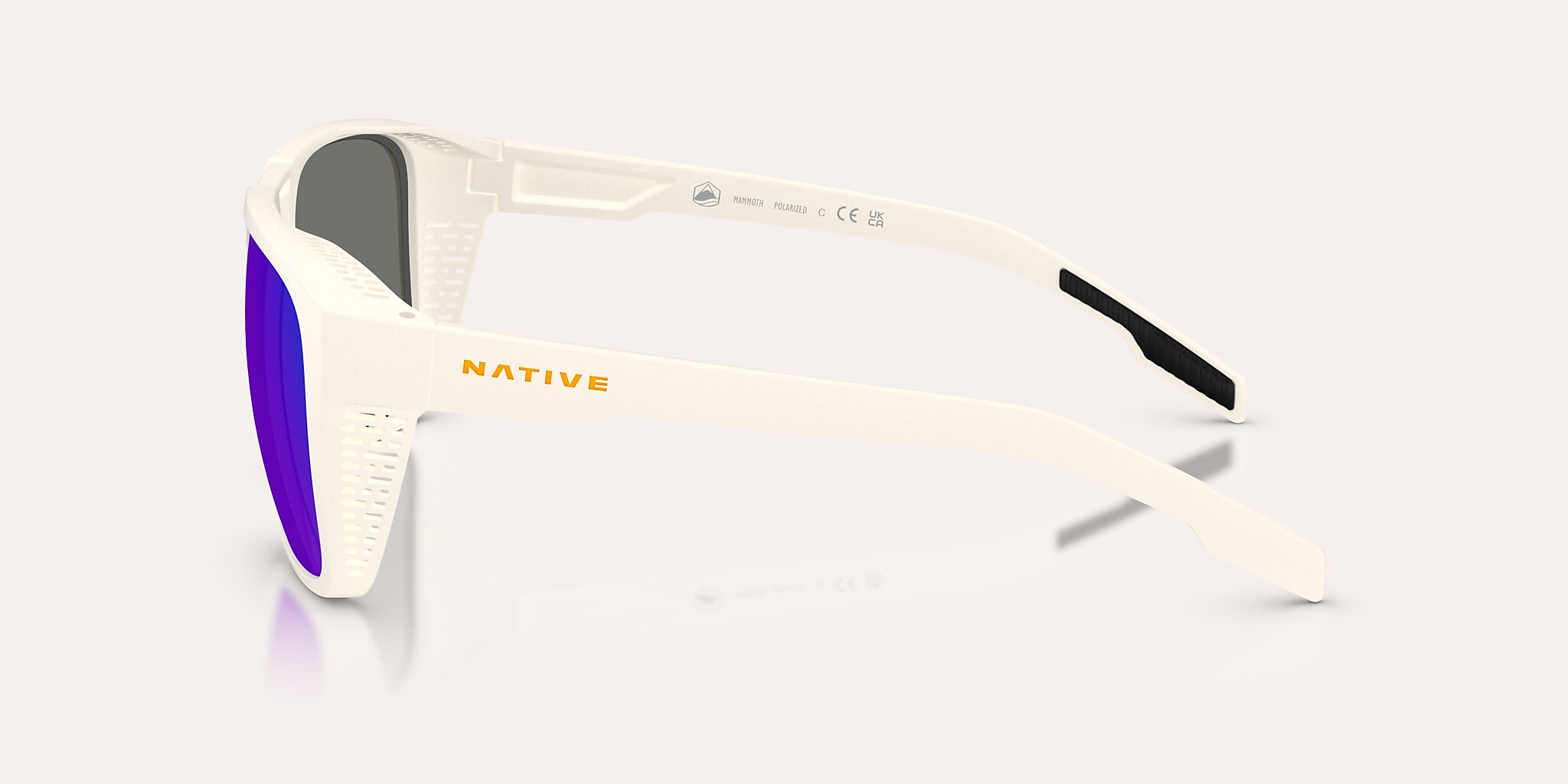 Sunglasses Native Mammoth XL (57-16) with Blue Reflex Polarized lens and Cloudveil White frame Image 3 of 5