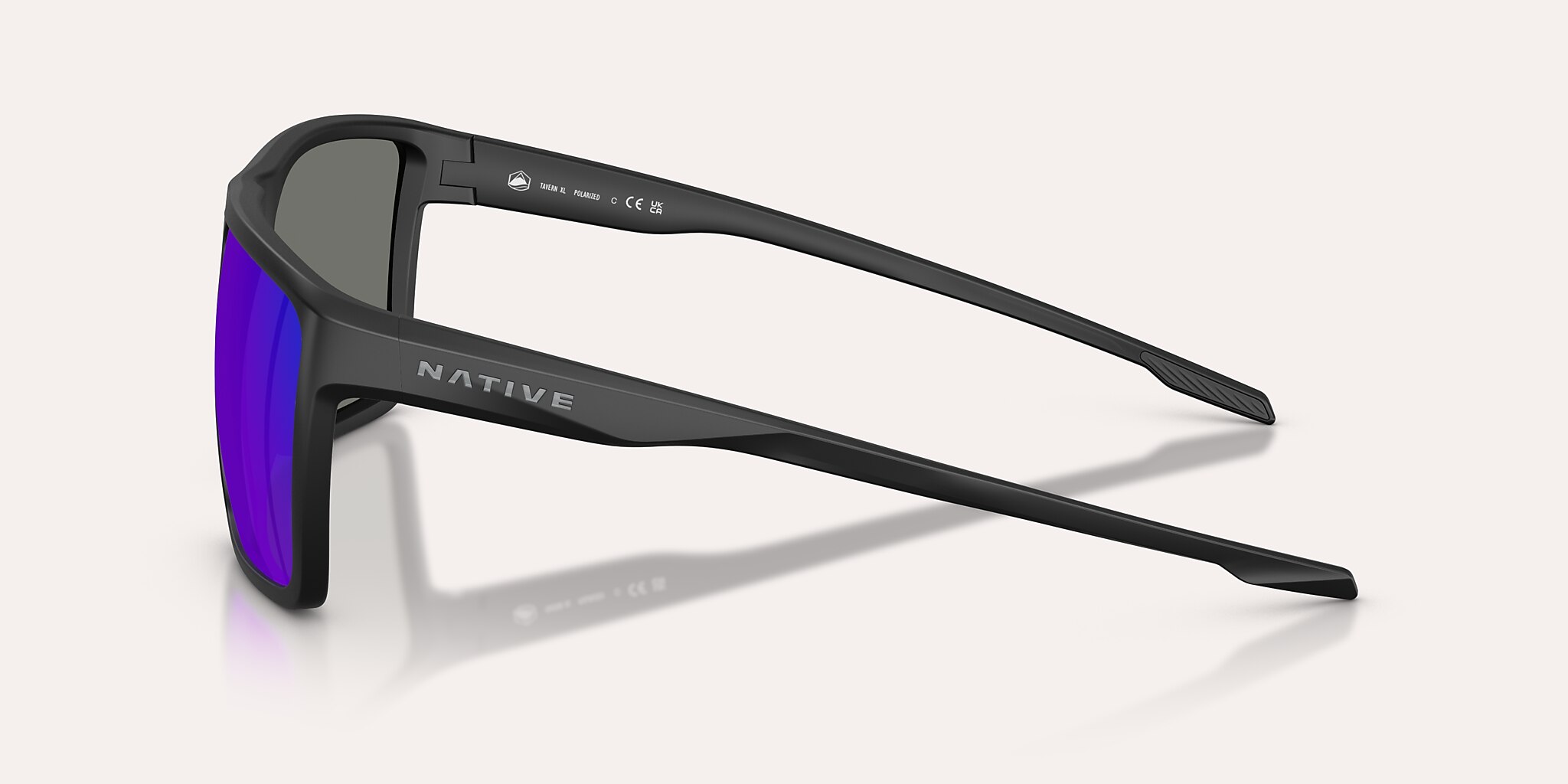 Sunglasses Native Tavern XL XL (64-12) with Blue Reflex Polarized lens and Matte Black frame Image 3 of 5