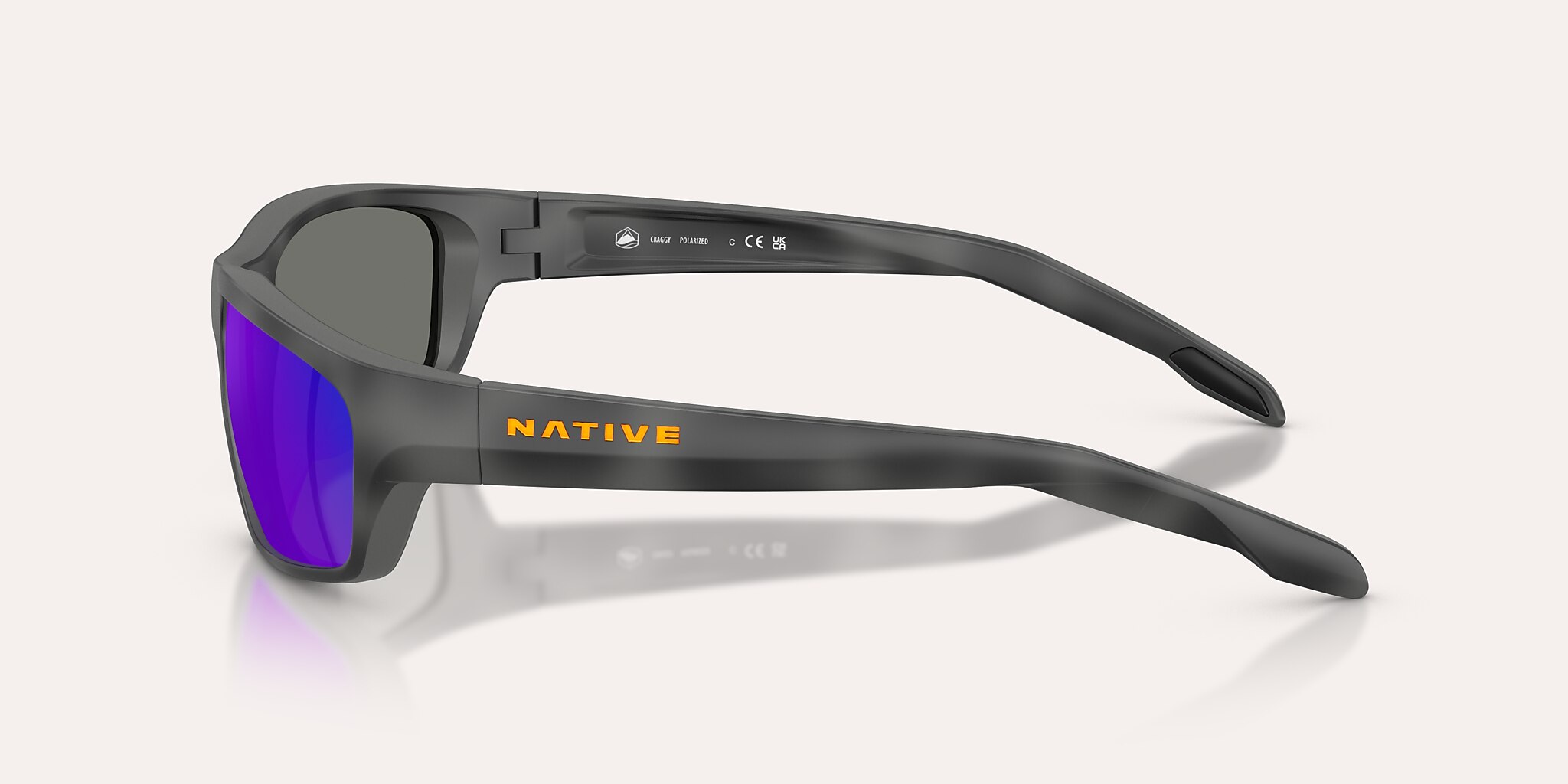 Sunglasses Native Craggy M (60-16) with Blue Reflex Polarized lens and Obsidian Tortoise frame Image 3 of 5