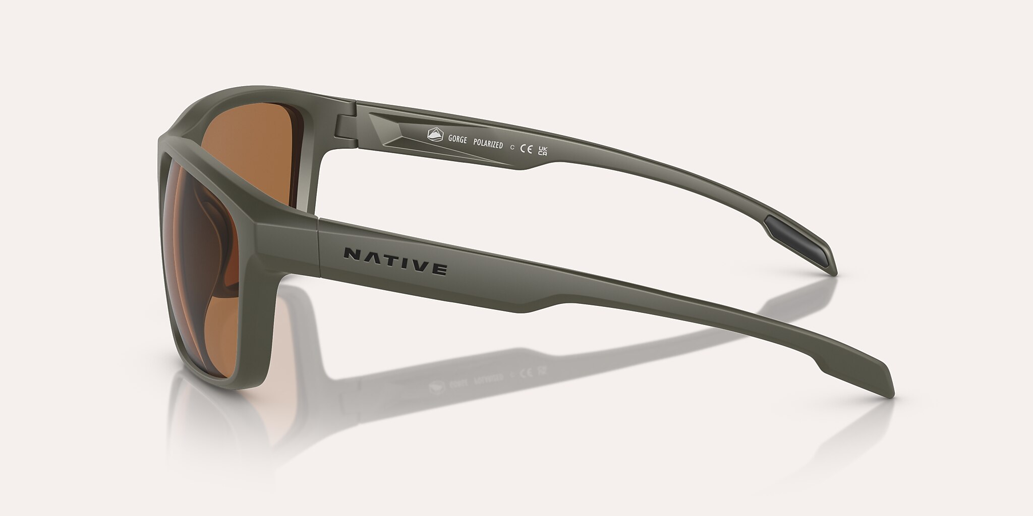 Lunettes de soleil Native Gorge L (59-17) avec Brun verre et Olive mat monture Image 3 de 5