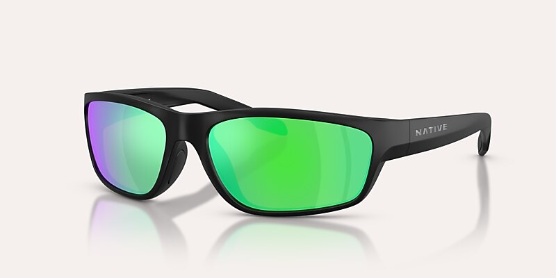 Sunglasses Native Craggy M (60-16) with Green Reflex Polarized lens and Matte Black frame Image 1 of 5